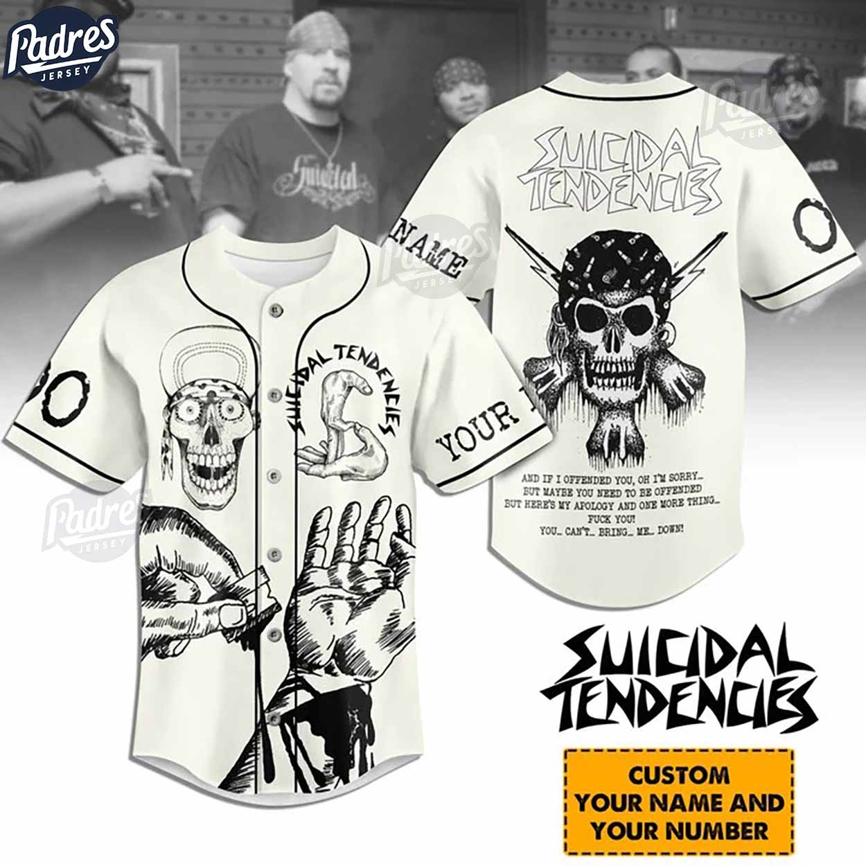 Suicidal Tendencies Band Custom Baseball Jersey - Padres Jersey Oasis: Elevate Your Baseball Style Game