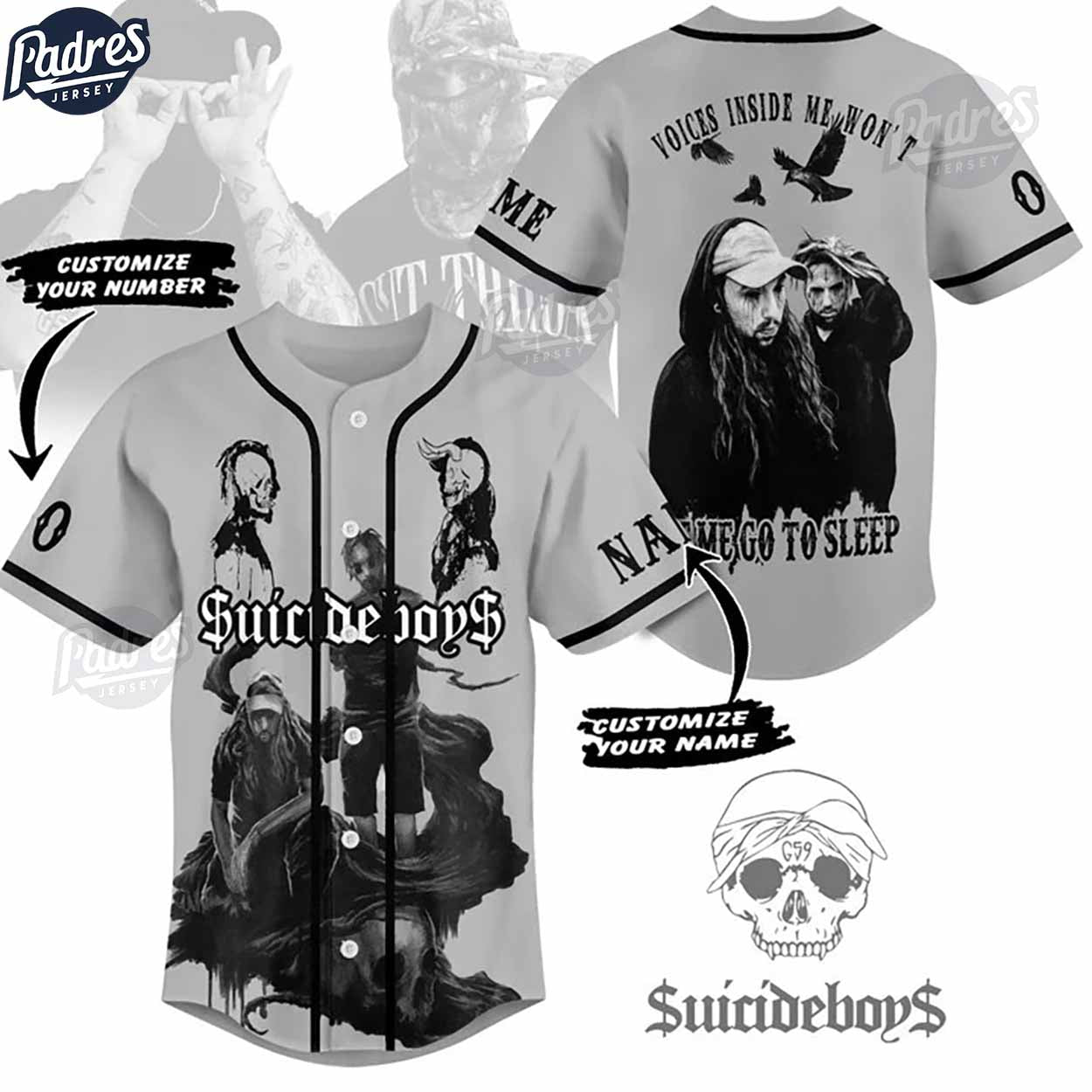 Suicideboys Custom Grey Baseball Jersey Online - Padres Jersey Oasis: Elevate Your Baseball Style Game