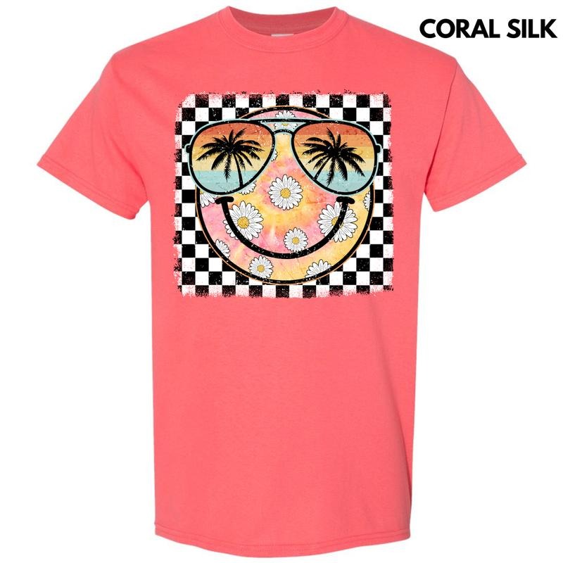 Summer Sunglasses Happy Face Gildan Short Sleeve T-Shirt 'NLB'