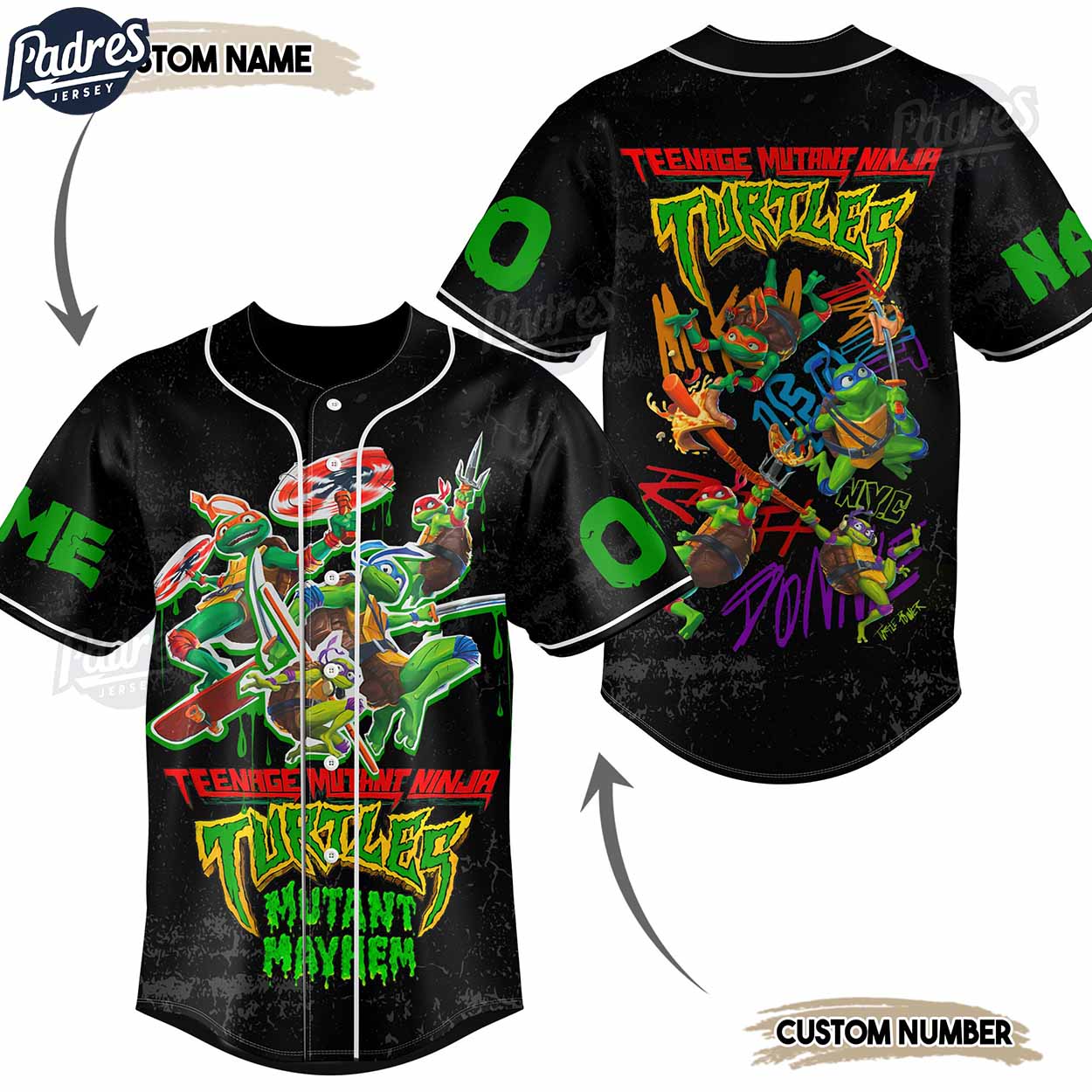 TMNT MUTANT MayHem Ninja Turtles Custom Baseball Jersey - Padres Jersey Oasis: Elevate Your Baseball Style Game