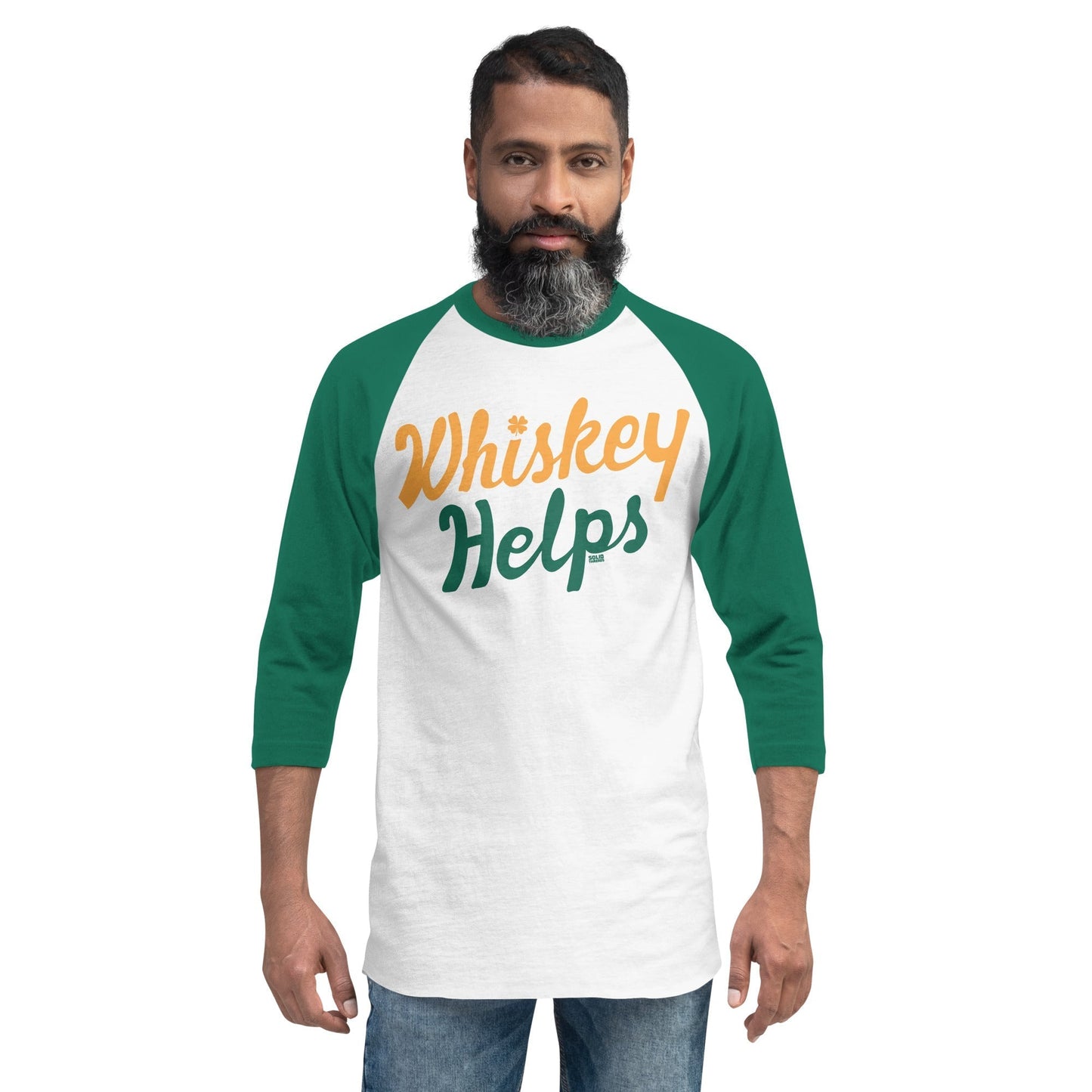 Irish Whiskey Helps 3/4 Sleeve Baseball Tee