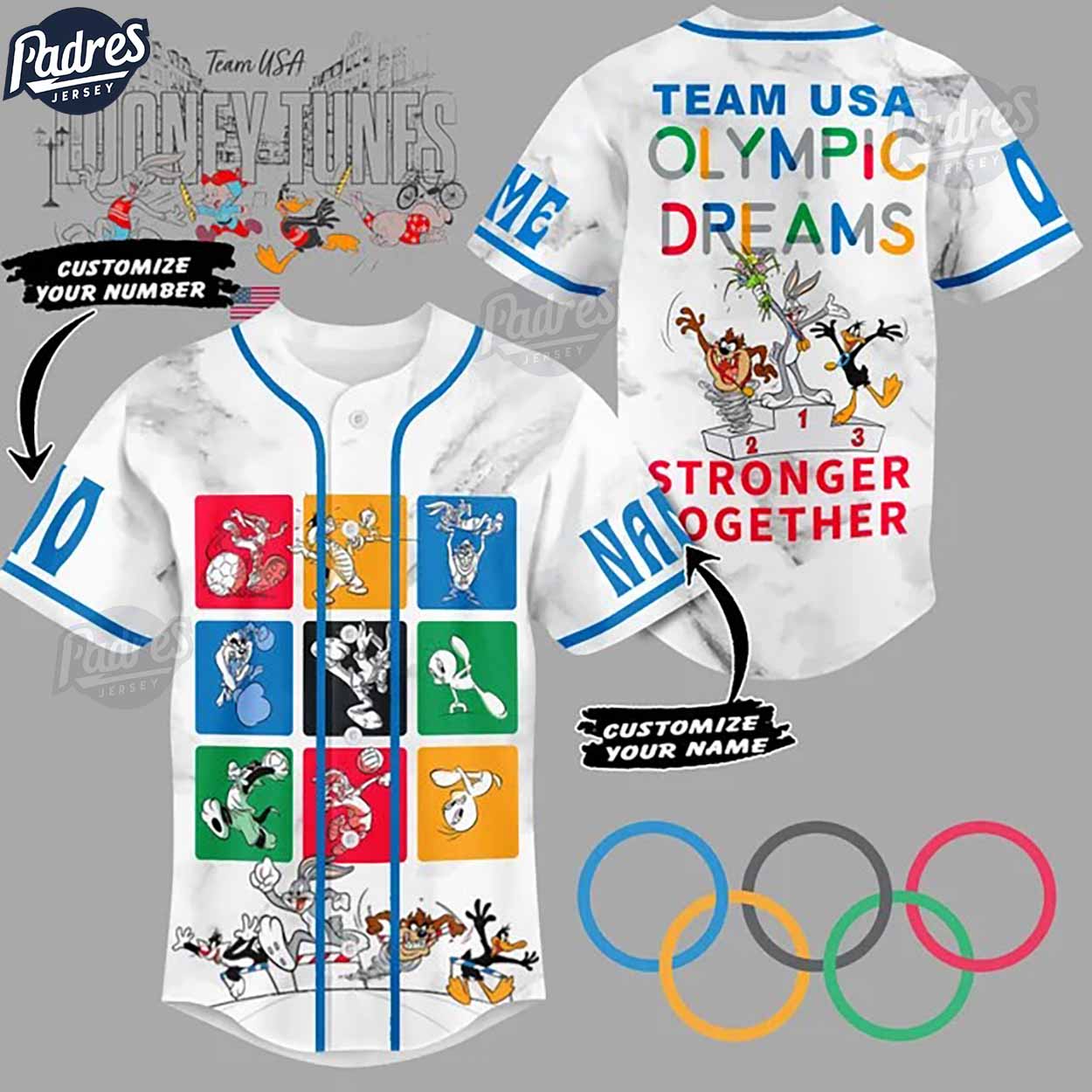 Team Usa Olympic Dreams Stronger Together Custom Baseball Jersey - Padres Jersey Oasis: Elevate Your Baseball Style Game