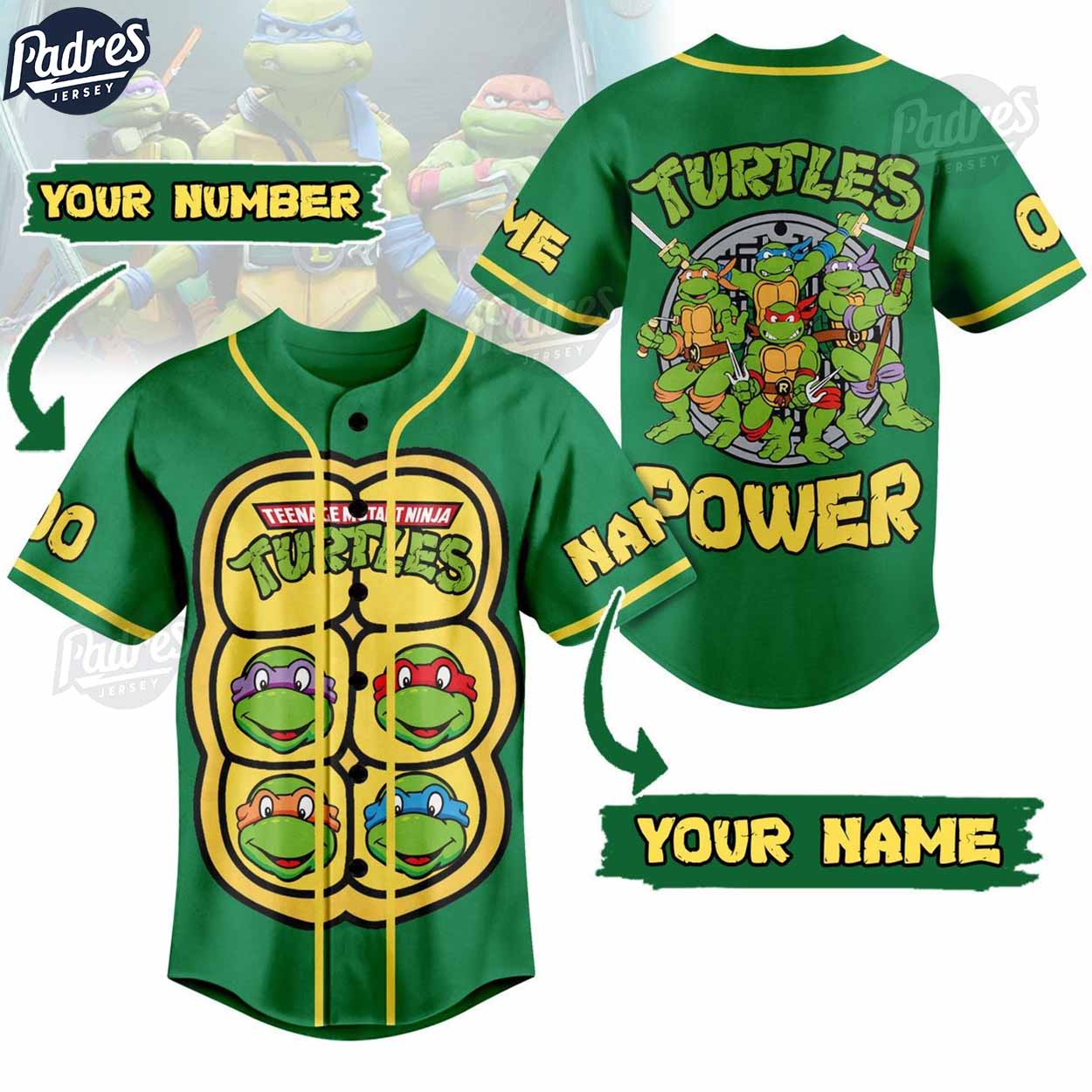 Teenage Mutant Ninja Turtles Power Custom Baseball Jersey - Padres Jersey Oasis: Elevate Your Baseball Style Game