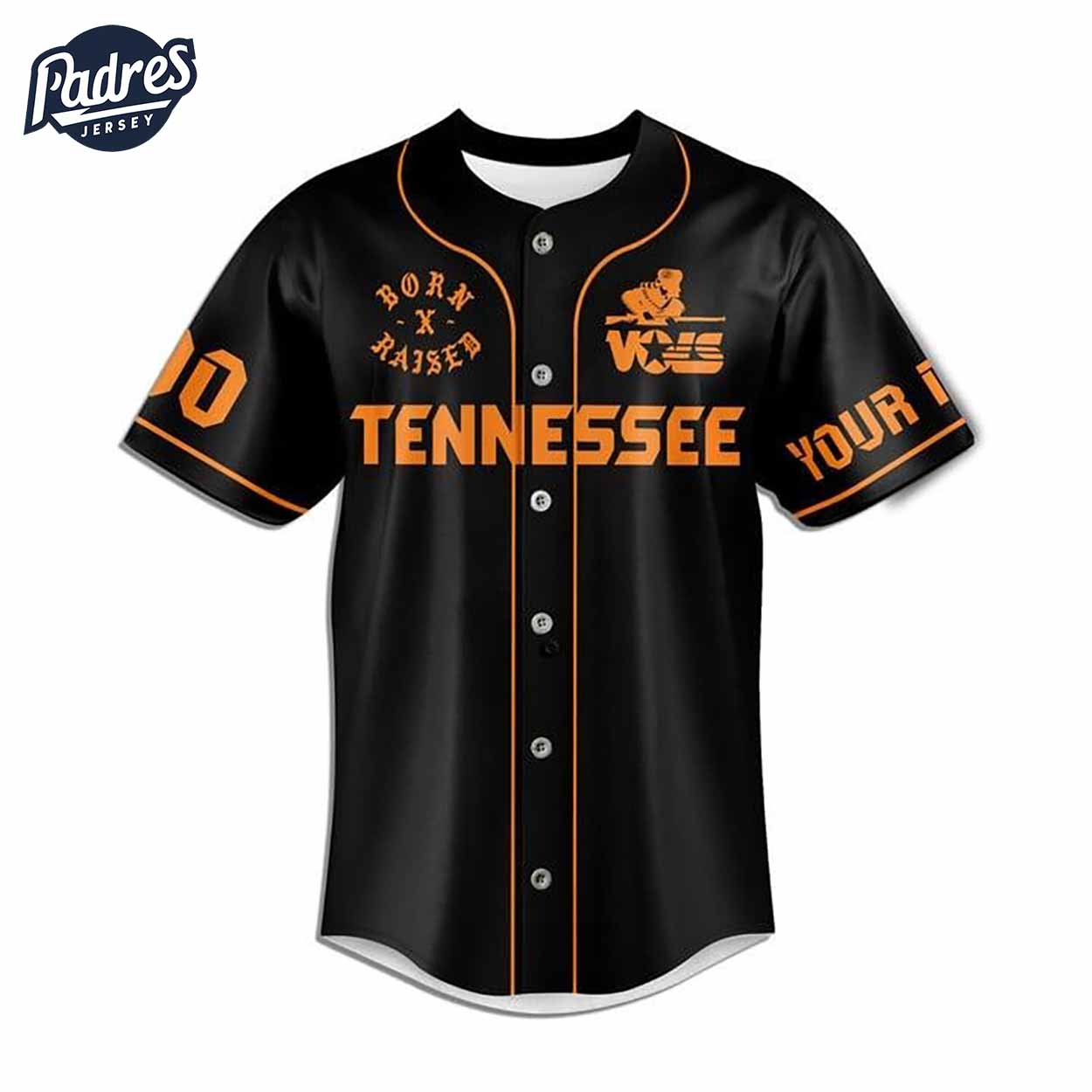 Tennessee Volunteers Born And Raised Black Baseball Jersey - Padres Jersey Oasis: Elevate Your Baseball Style Game