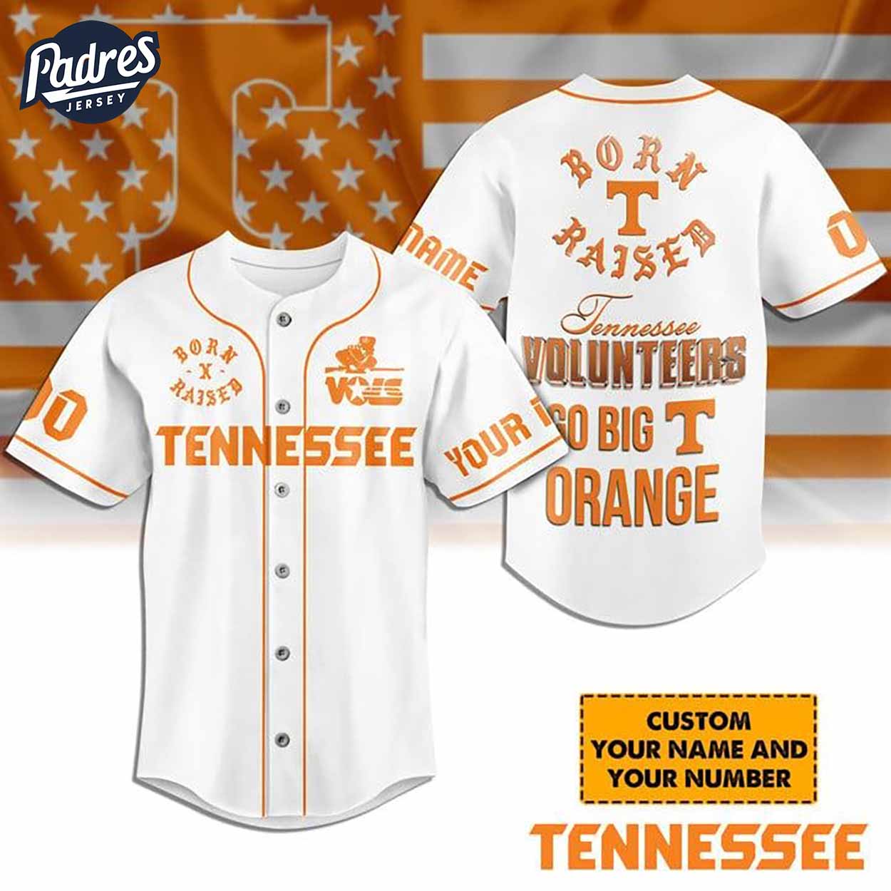 Tennessee Volunteers Born And Raised White Baseball Jersey - Padres Jersey Oasis: Elevate Your Baseball Style Game