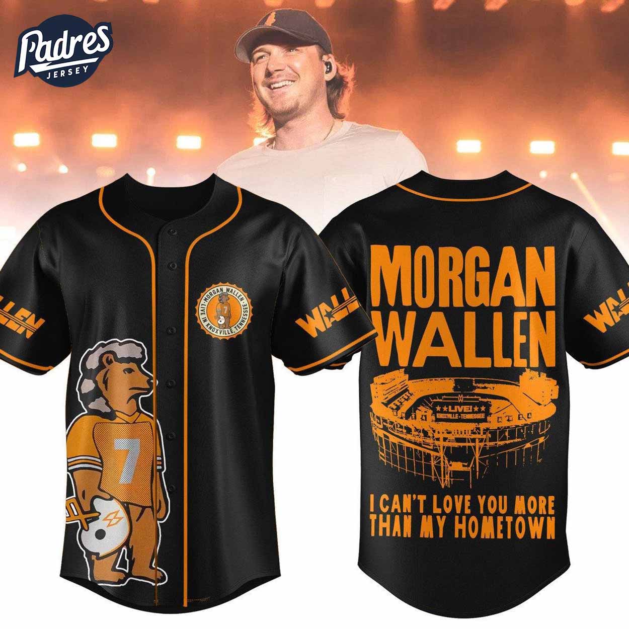 Tennessee Volunteers Morgan Wallen I cant not love you more than my hometown Knoxville Baseball Jersey - Padres Jersey Oasis: Elevate Your Baseball Style Game