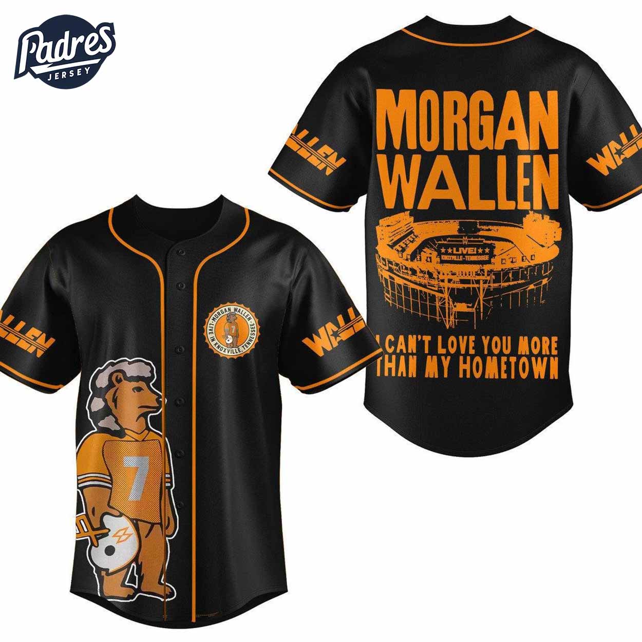 Tennessee Volunteers Morgan Wallen I cant not love you more than my hometown Knoxville Baseball Jersey - Padres Jersey Oasis: Elevate Your Baseball Style Game