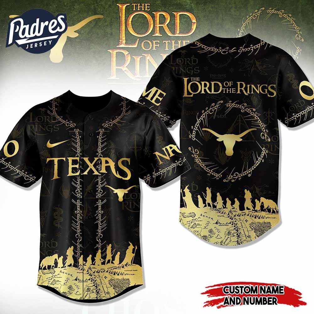 Texas Longhorns NCAA x The Lord Of The Rings Personalized Baseball Jersey Outfit - Padres Jersey Oasis: Elevate Your Baseball Style Game