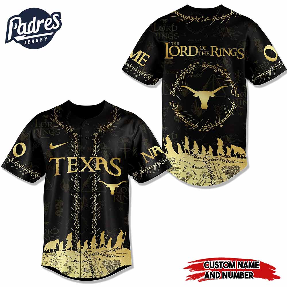 Texas Longhorns NCAA x The Lord Of The Rings Personalized Baseball Jersey Outfit - Padres Jersey Oasis: Elevate Your Baseball Style Game