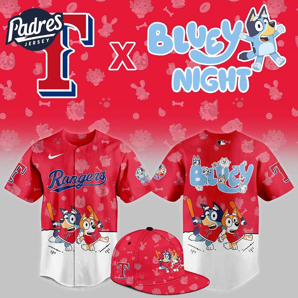 Texas Rangers Bluey Night Baseball Jersey Outfit - Padres Jersey Oasis: Elevate Your Baseball Style Game