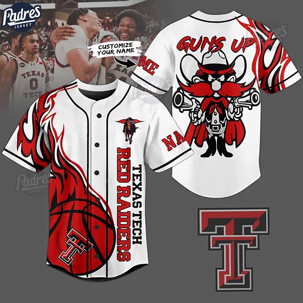 Texas Tech Red Raiders Basketball Gun Up Custom Baseball Jersey - Padres Jersey Oasis: Elevate Your Baseball Style Game