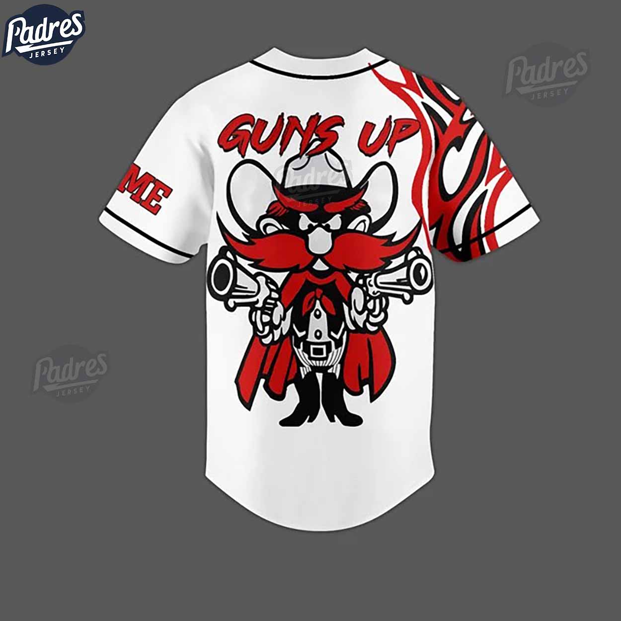 Texas Tech Red Raiders Basketball Gun Up Custom Baseball Jersey - Padres Jersey Oasis: Elevate Your Baseball Style Game