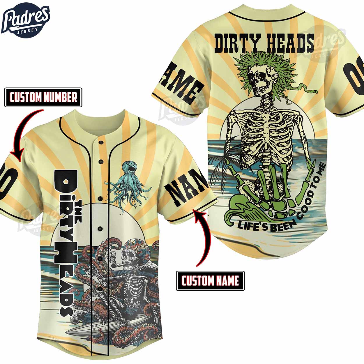The Dirty Heads Life's Been Good Custom Baseball Jersey - Padres Jersey Oasis: Elevate Your Baseball Style Game