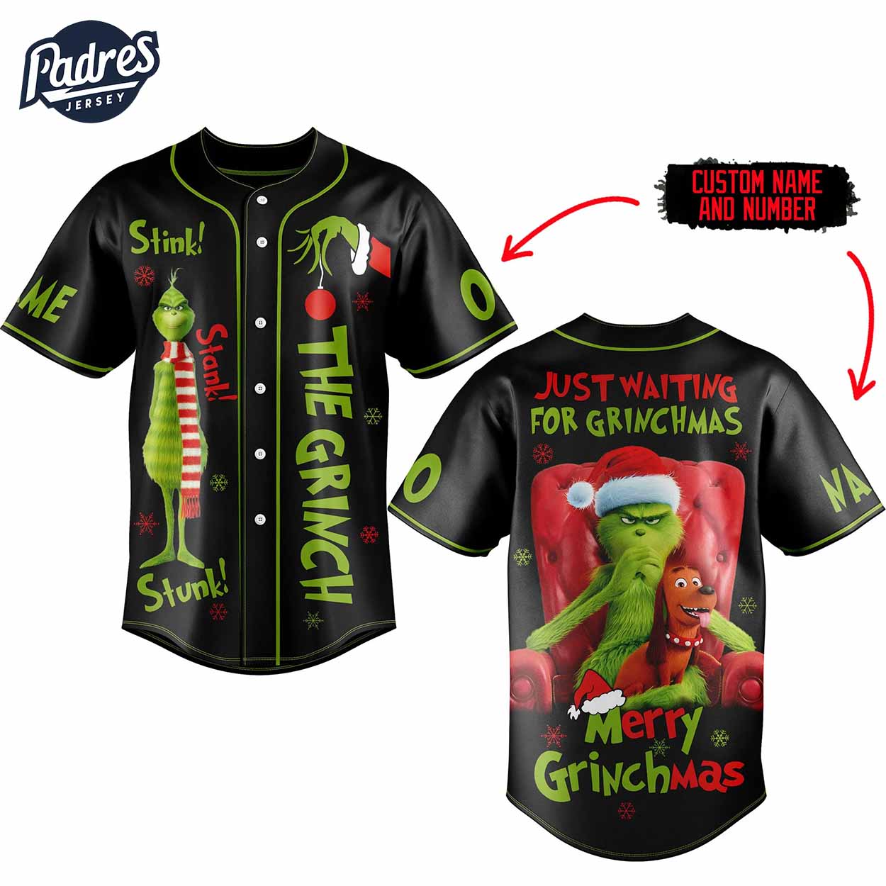 The Grinch Just Waiting For Christmas Custom Baseball Jersey - Padres Jersey Oasis: Elevate Your Baseball Style Game