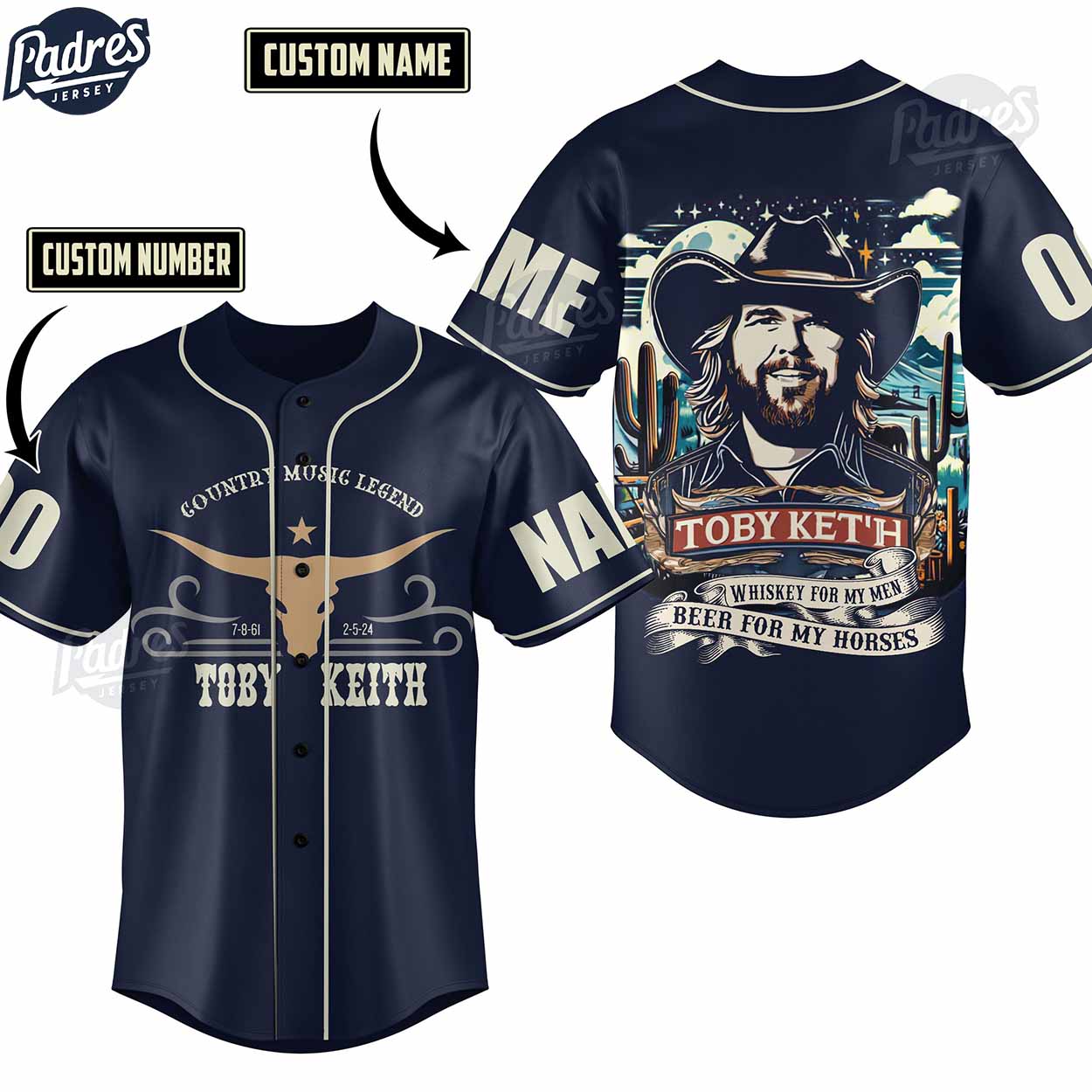 Toby Keith Country Music Legend Custom Baseball Jersey - Padres Jersey Oasis: Elevate Your Baseball Style Game