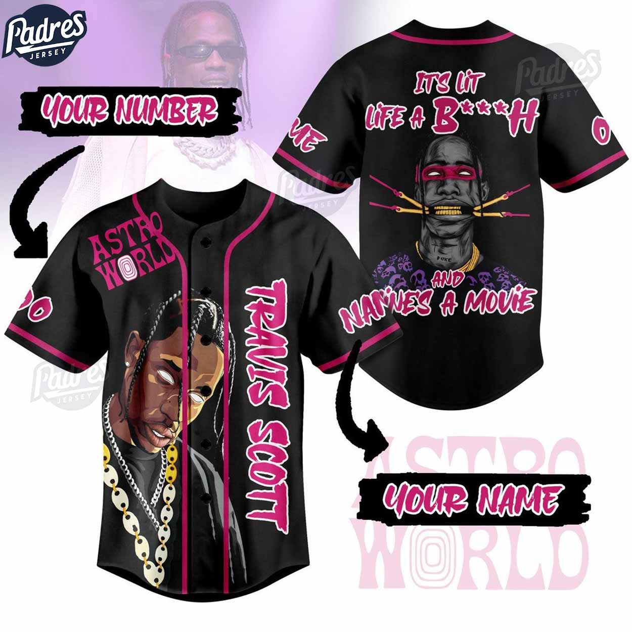 Travis Scott Astroworld Custom Baseball Jersey Style - Padres Jersey Oasis: Elevate Your Baseball Style Game