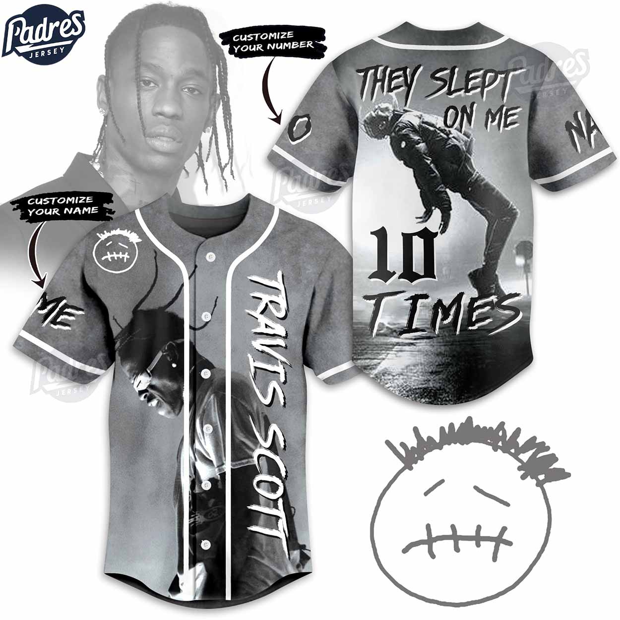 Travis Scott They Slept On Me 10 times Custom Baseball Jersey - Padres Jersey Oasis: Elevate Your Baseball Style Game