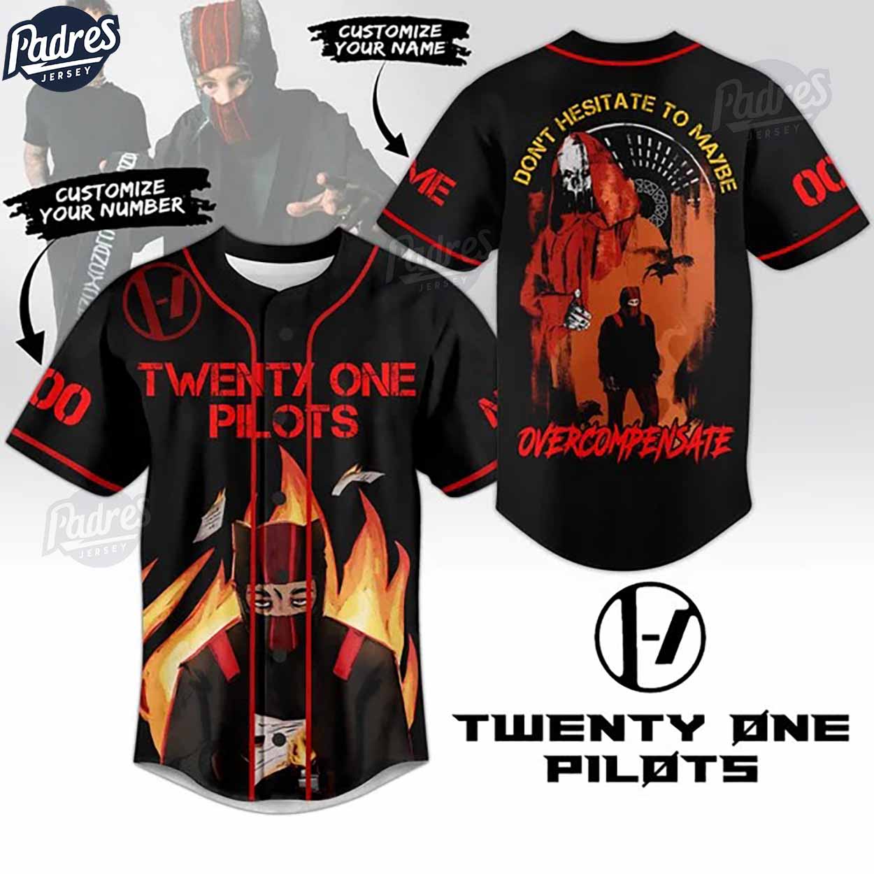 Twenty One Pilots Overcompensate Custom Baseball Jersey - Padres Jersey Oasis: Elevate Your Baseball Style Game