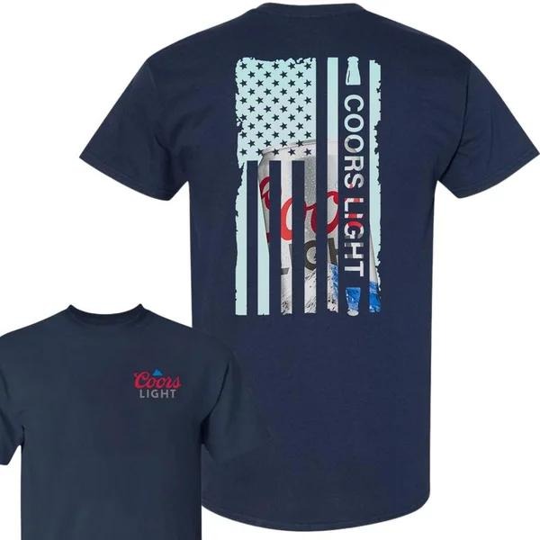 Two-sided Coors Light American Flag T-shirt, Funny Summer Graphic Tee, Trendy Outdoors Beer Lover Sweatshirt, Unisex Hoodie, Independence Day