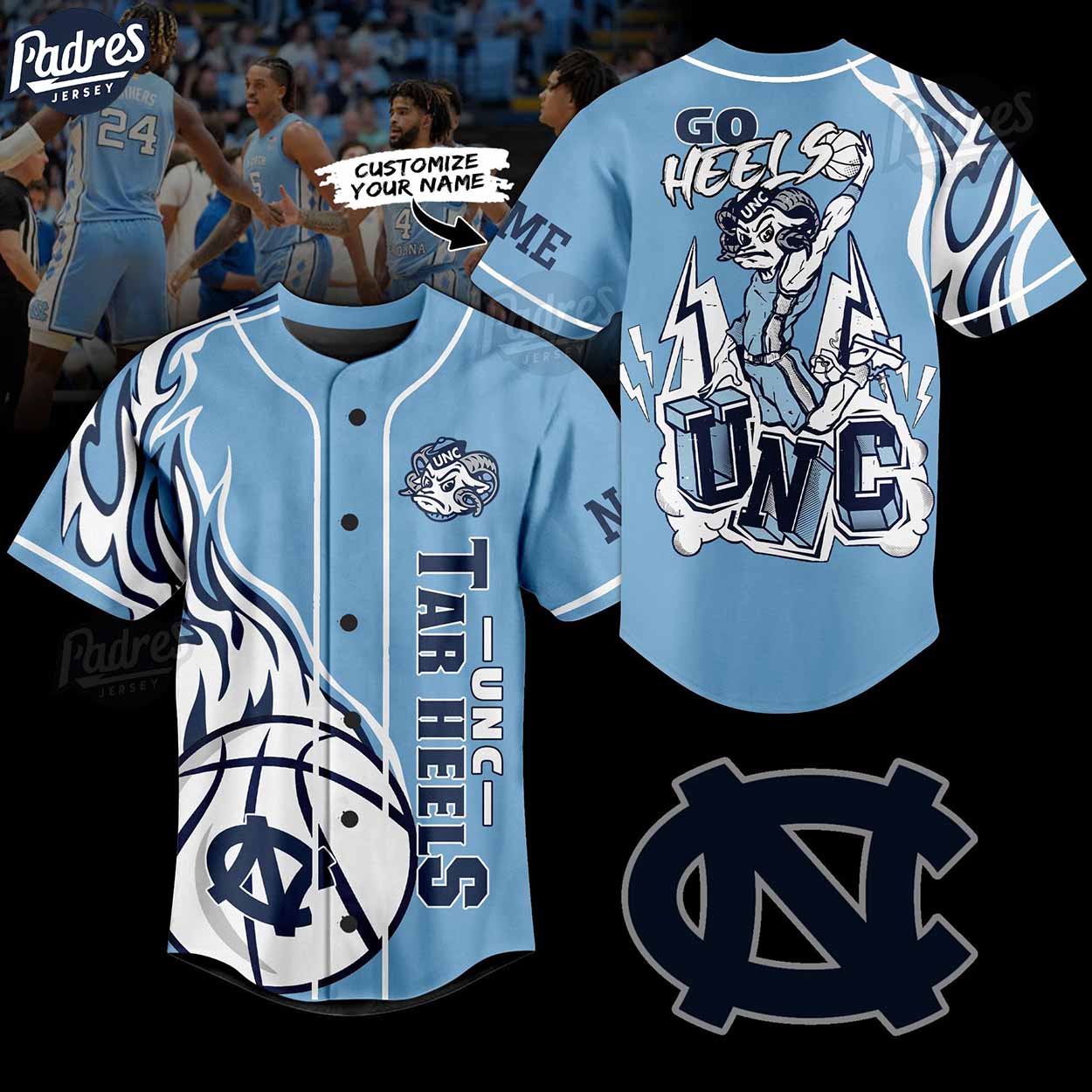 UNC North Carolina Tar Heels Custom Baseball Jersey - Padres Jersey Oasis: Elevate Your Baseball Style Game