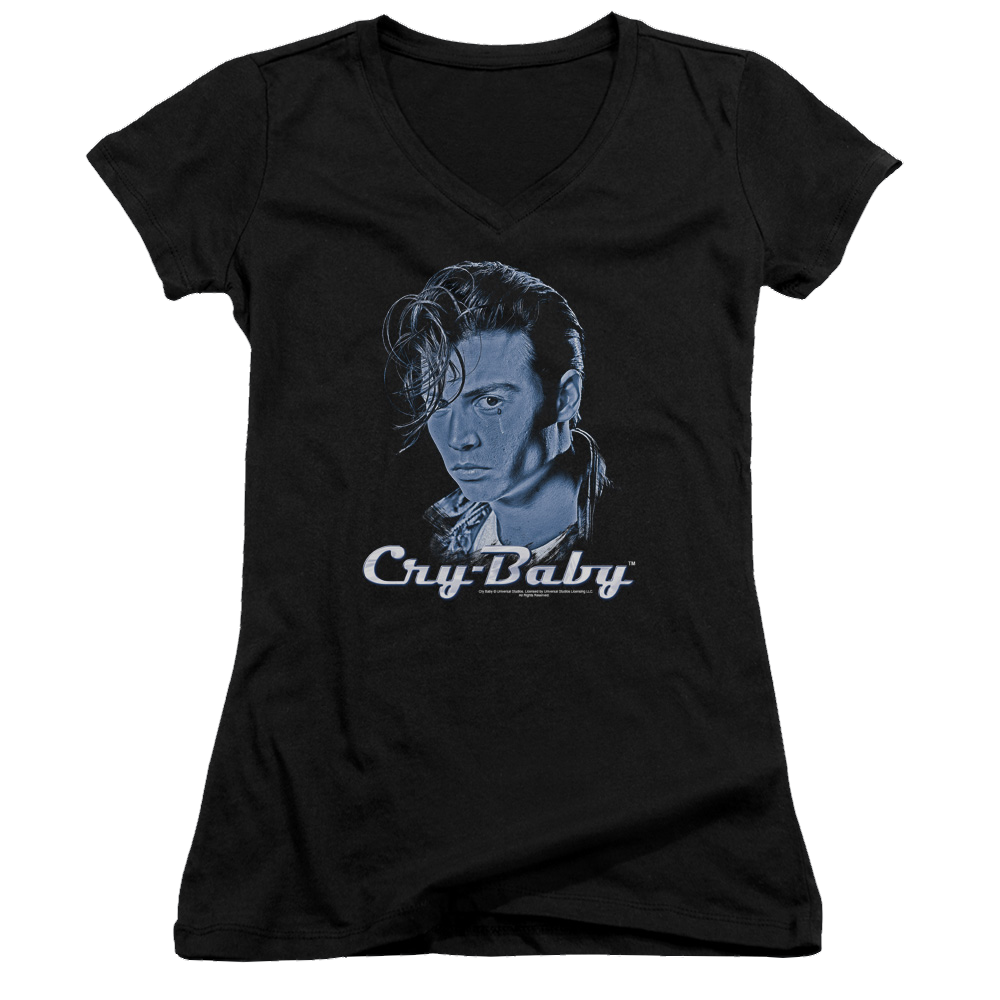 Cry Baby King Cry Baby - Juniors V-Neck T-Shirt