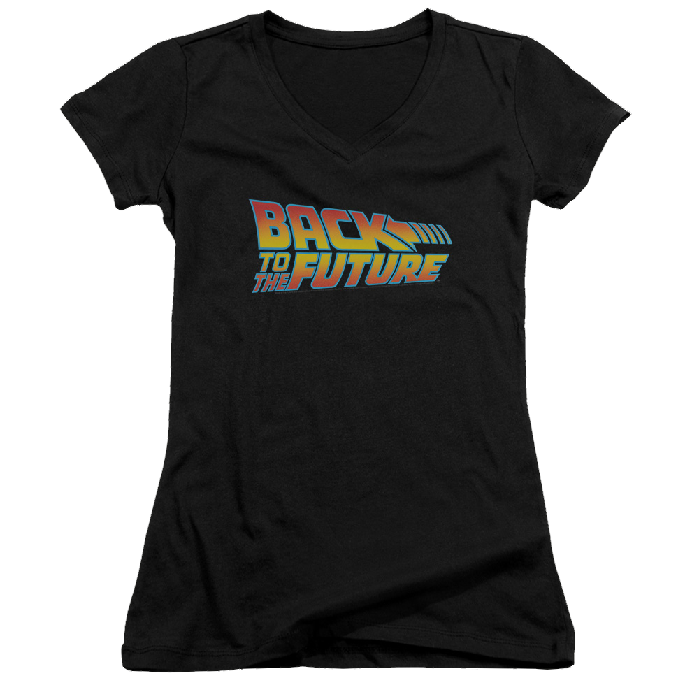 Back To The Future Logo - Juniors V-Neck T-Shirt