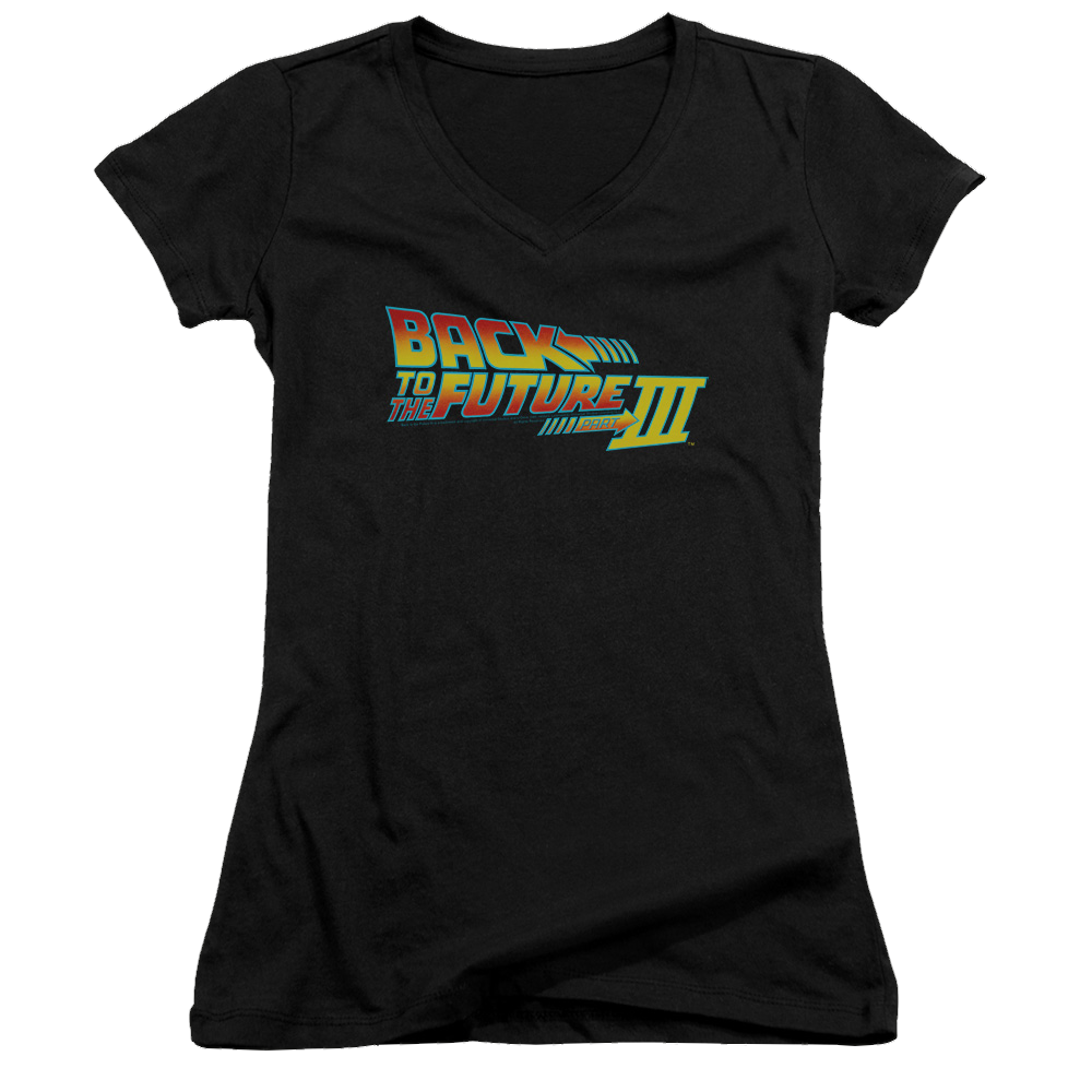 Back to the Future Trilogy Logo - Juniors V-Neck T-Shirt Style001