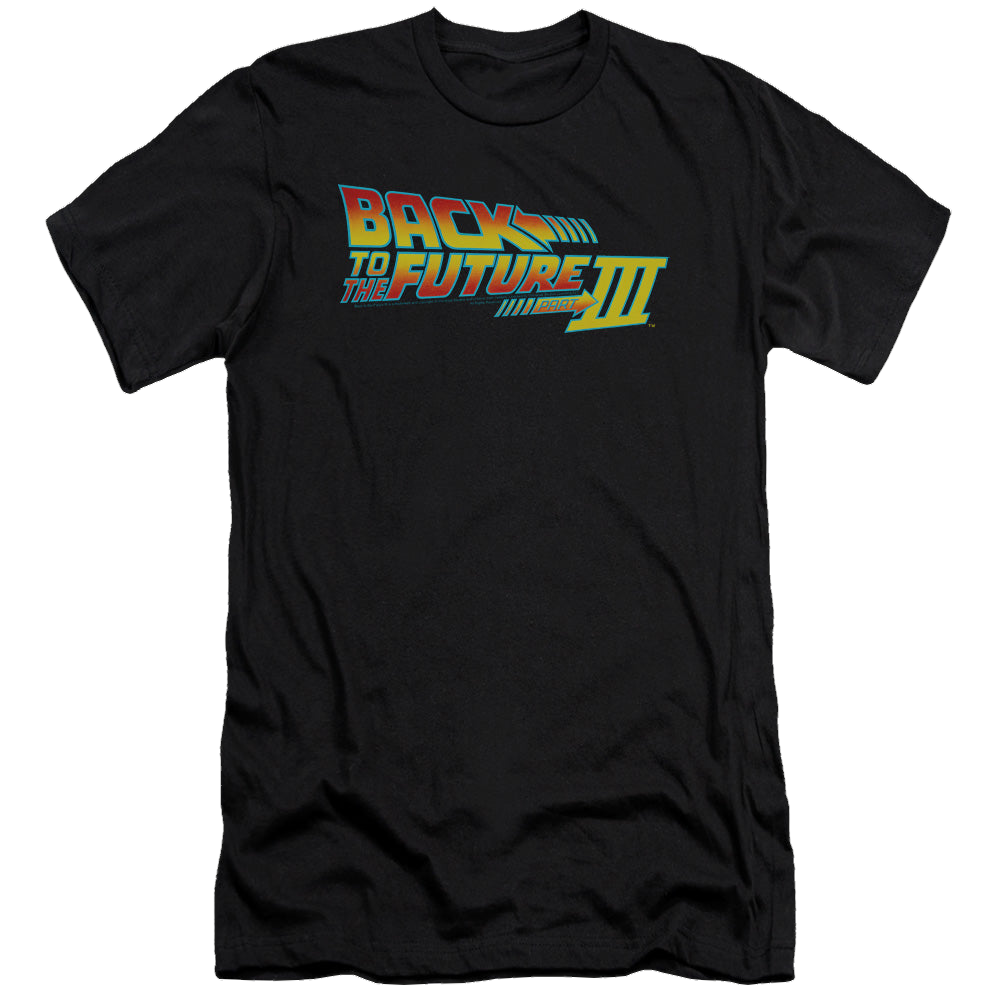 Back to the Future Trilogy Logo - Men's Premium Slim Fit T-Shirt Style001
