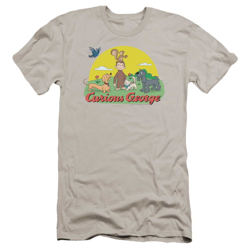 Curious George Sunny Friends - Men's Premium Slim Fit T-Shirt