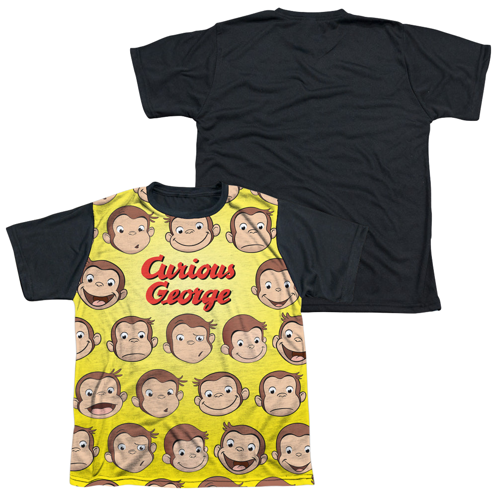 Curious George Curious Faces - Youth Black Back T-Shirt