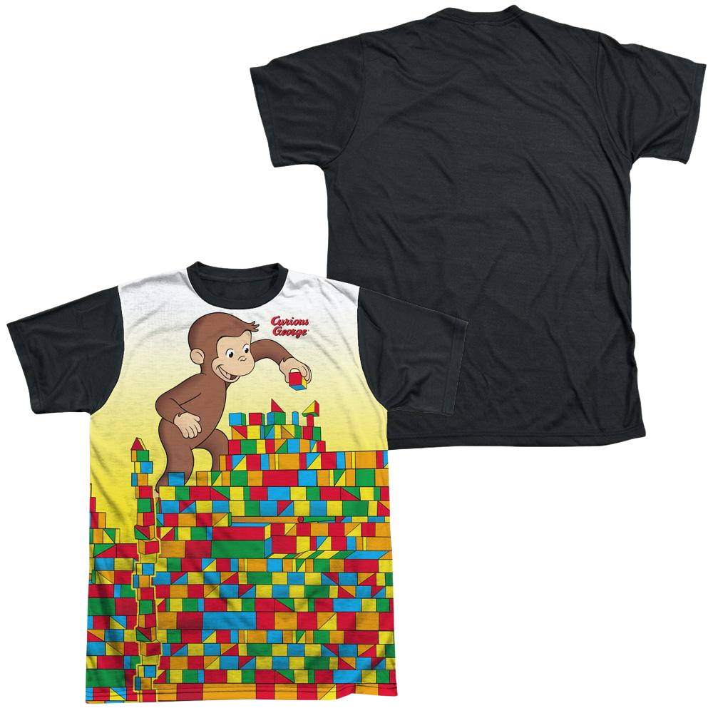 Curious George Building Blocks - Men's Black Back T-Shirt
