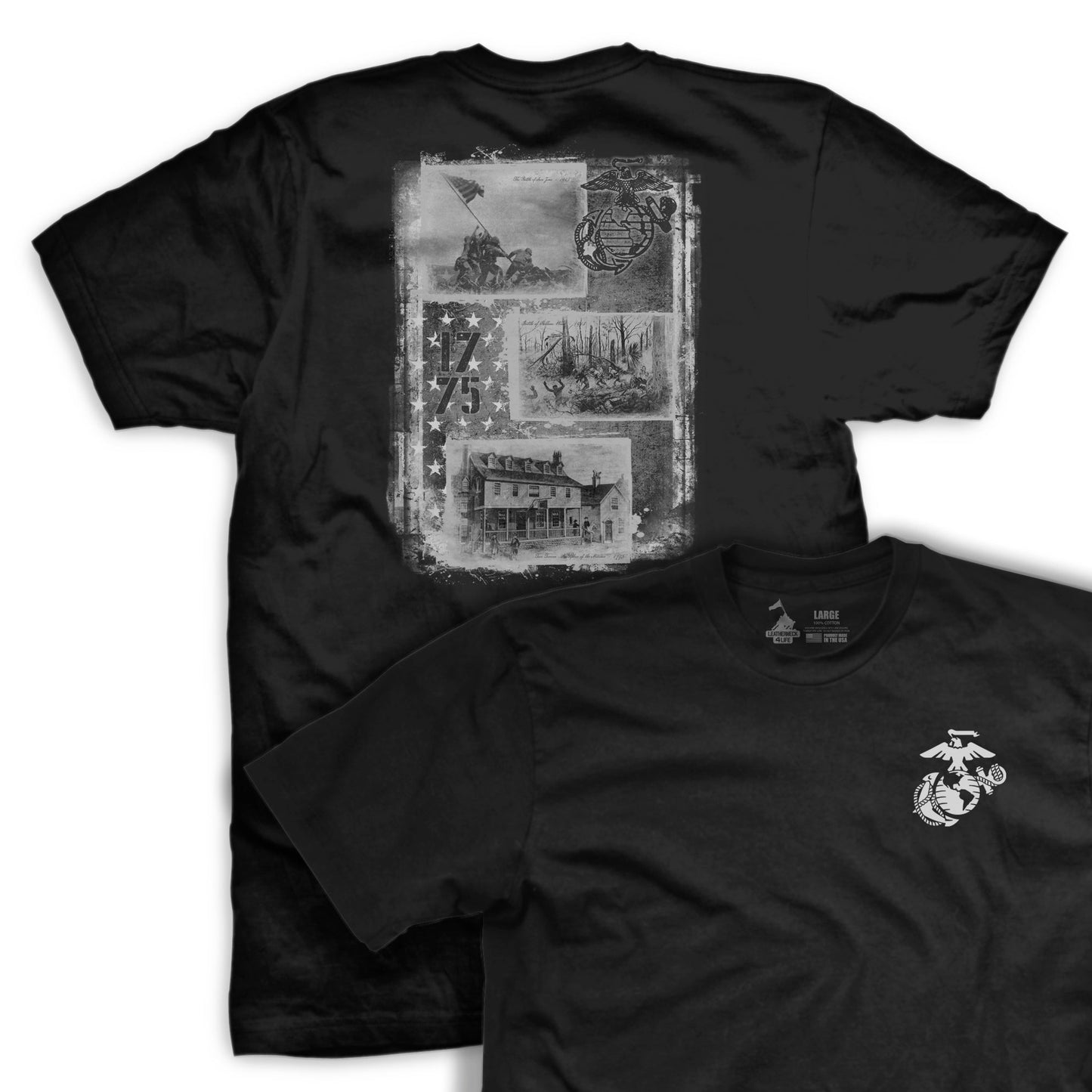 USMC History Vintage T-Shirt - Black