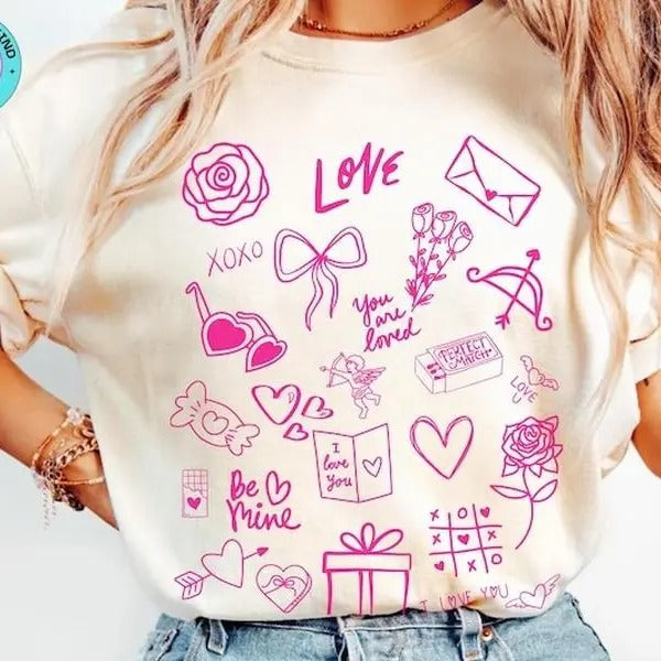 Valentines Day T-shirt,sweatshirt,hoodie for Best Friend Gift for Valentine Day Shirt, Gift for Girlfriend Galentines Day Girls Gift Girly Valentines T Coquette