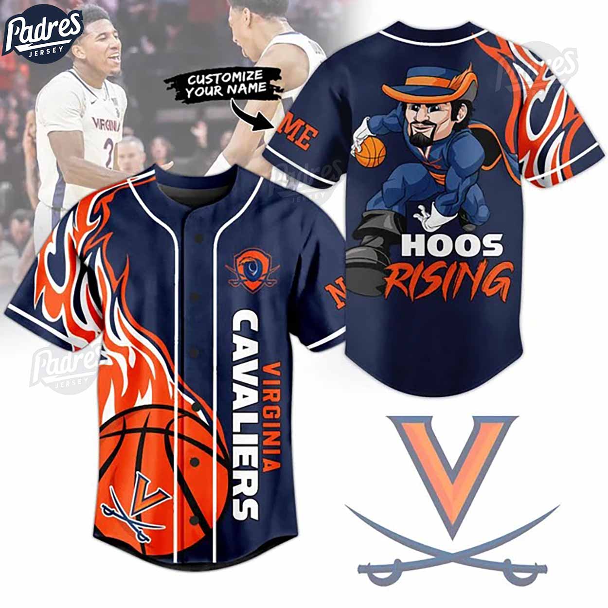 Virginia Cavaliers Basketball Hoos Rising Custom Baseball Jersey - Padres Jersey Oasis: Elevate Your Baseball Style Game