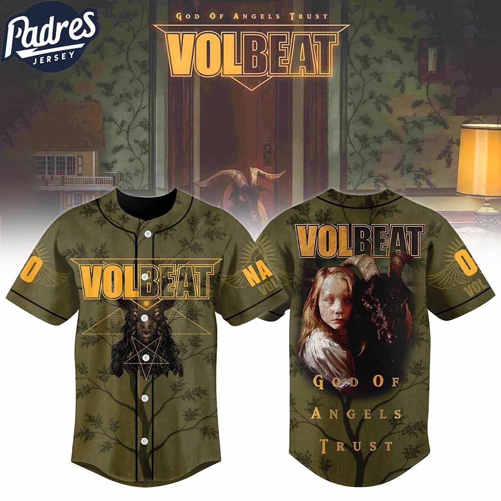 VolBeat God Of Angels Trust Music Baseball Jersey - Padres Jersey Oasis: Elevate Your Baseball Style Game