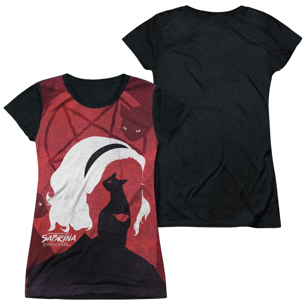 Chilling Adventures Of Sabrina Cats - Juniors Black Back T-Shirt