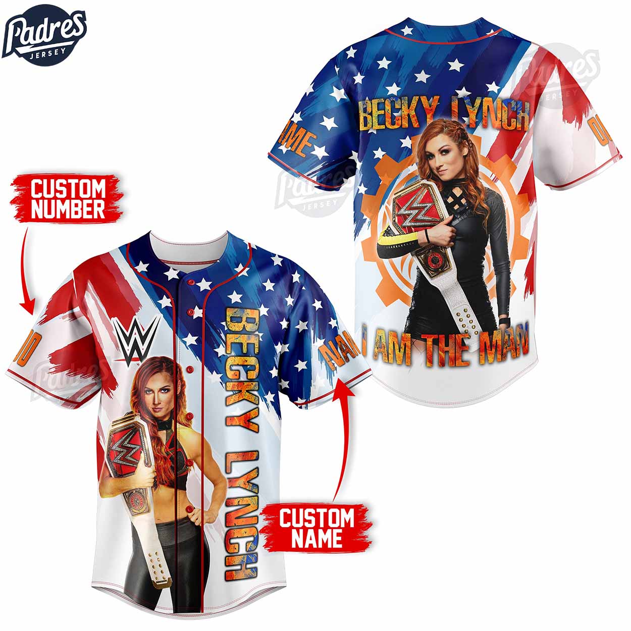 WWE Becky Lynch I Am The Man Custom Baseball Jersey - Padres Jersey Oasis: Elevate Your Baseball Style Game
