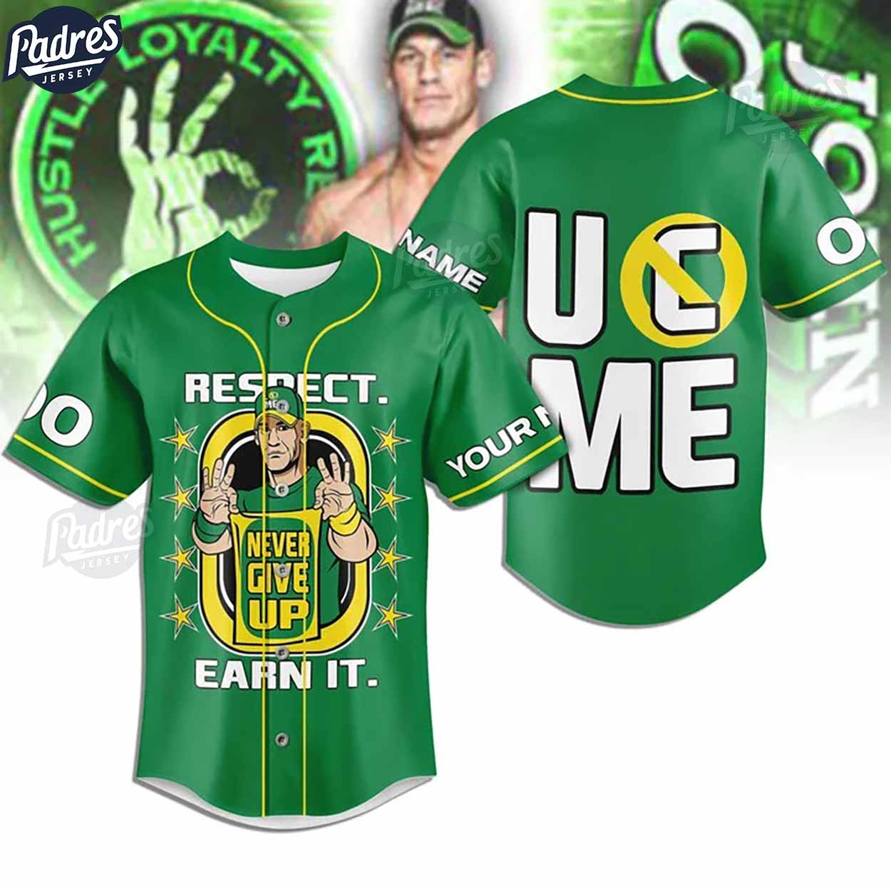 WWE John Cena Never Give Up Custom Baseball Jersey - Padres Jersey Oasis: Elevate Your Baseball Style Game