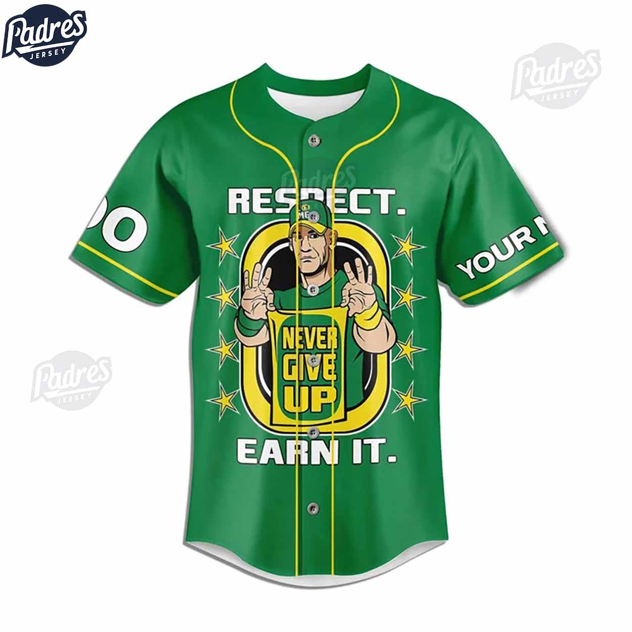 WWE John Cena Never Give Up Custom Baseball Jersey - Padres Jersey Oasis: Elevate Your Baseball Style Game