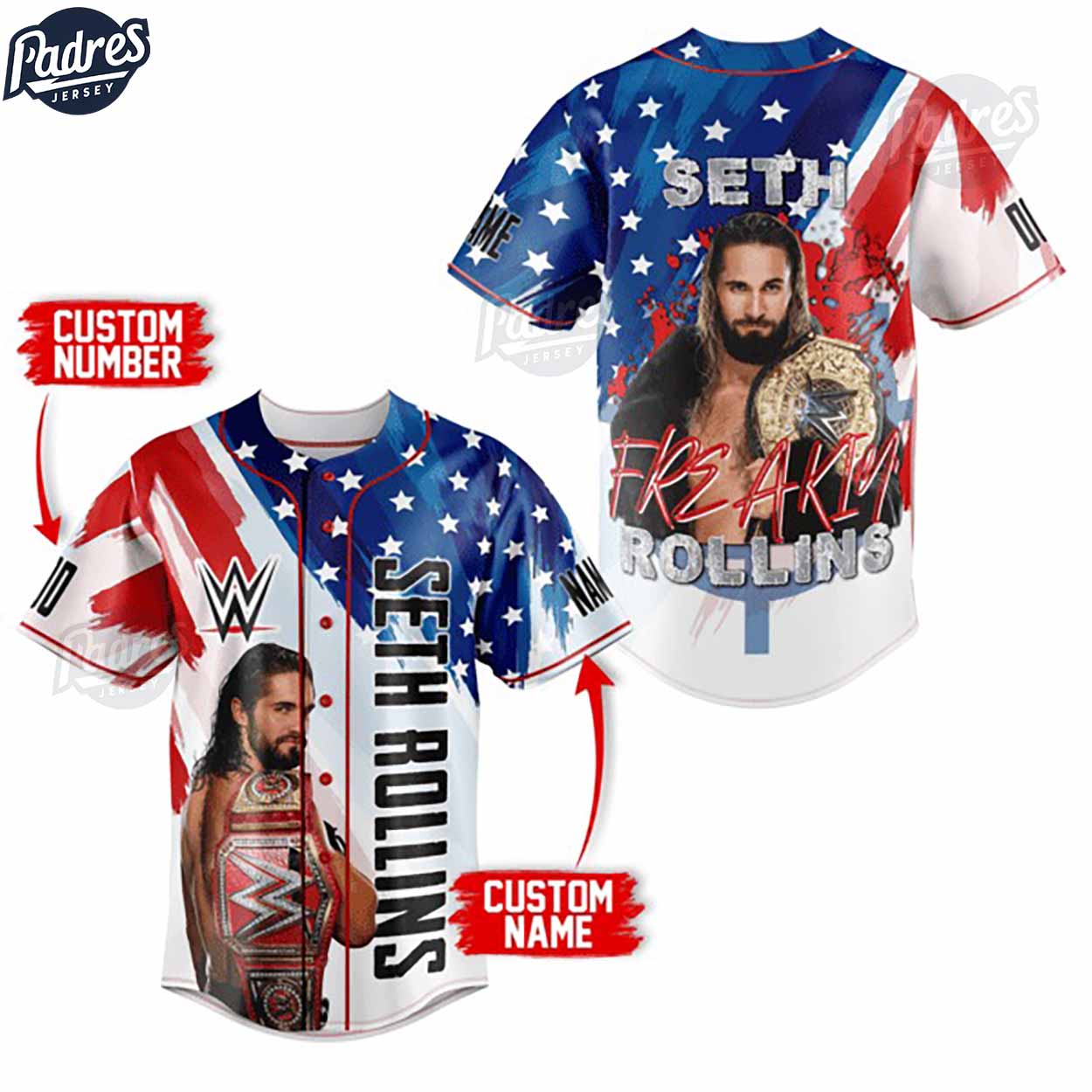 WWE Seth Rollins Freakin Custom Baseball Jersey - Padres Jersey Oasis: Elevate Your Baseball Style Game