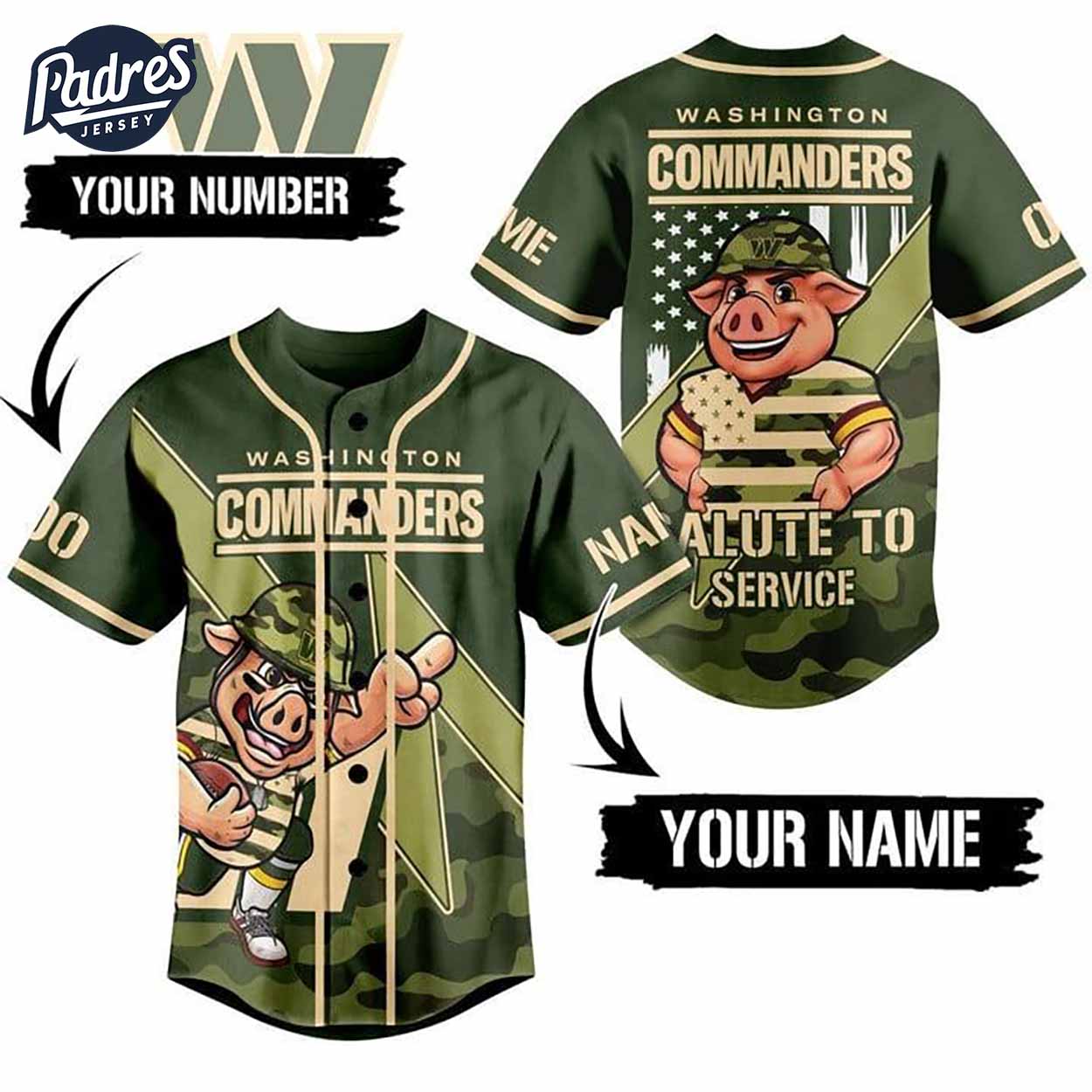 Washington Commanders Salute To Service Custom Baseball Jersey - Padres Jersey Oasis: Elevate Your Baseball Style Game