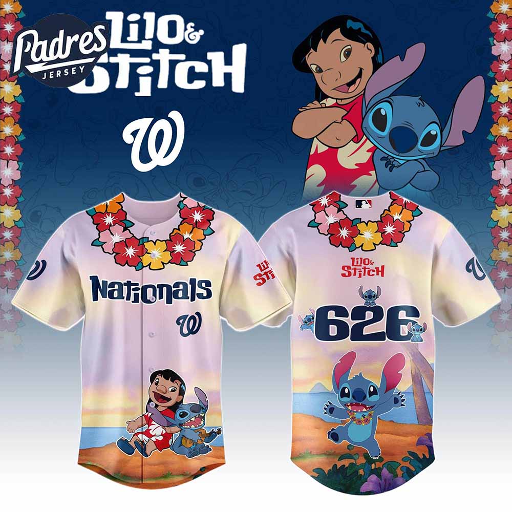 Washington Nationals MLB X Lilo Stitch Personalized Baseball Jersey - Padres Jersey Oasis: Elevate Your Baseball Style Game