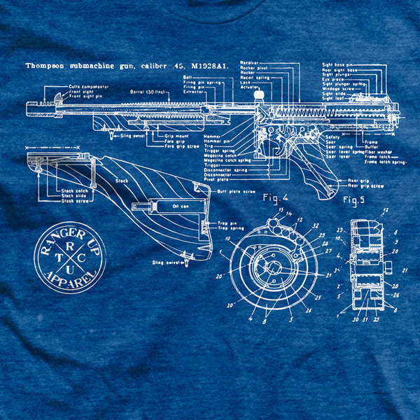 Members Only Thompson Gun Blueprint T-Shirt