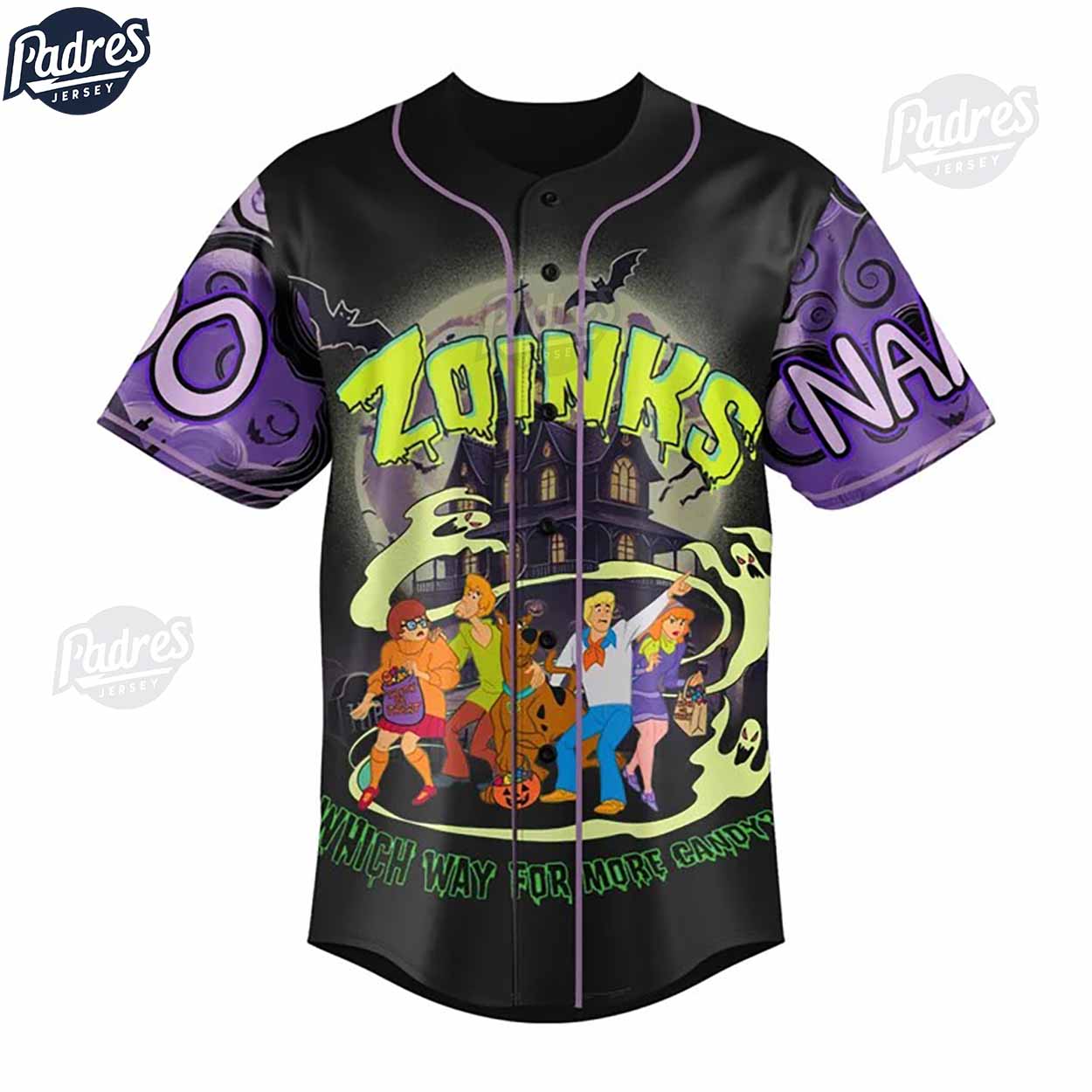 Which Way For More Candy Halloween Scooby-Doo Custom Baseball Jersey - Padres Jersey Oasis: Elevate Your Baseball Style Game