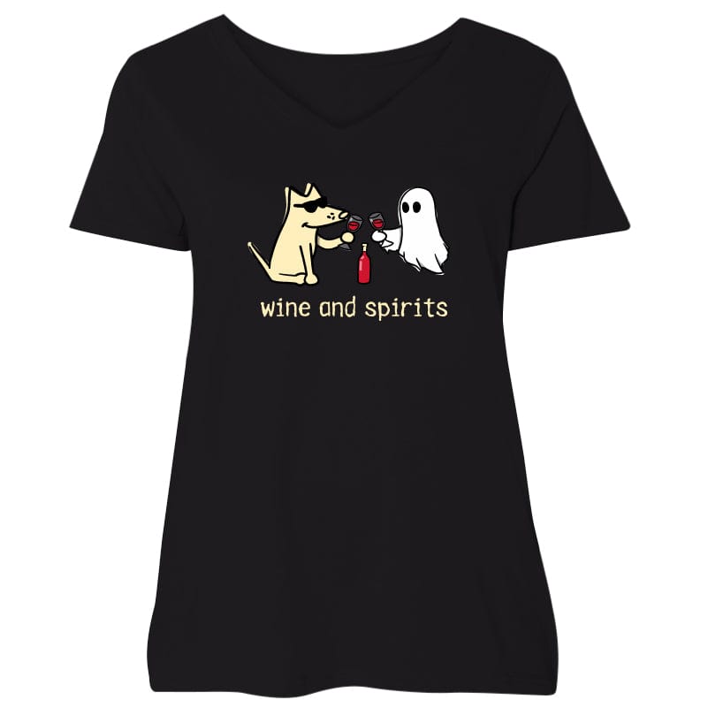 Wine and Spirits - Ladies Curvy V-Neck Tee