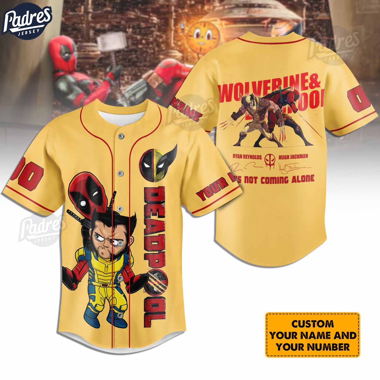 Wolverine & Deadpool He's Not Coming Alone Personalized Baseball Jersey Shirt - Padres Jersey Oasis: Elevate Your Baseball Style Game