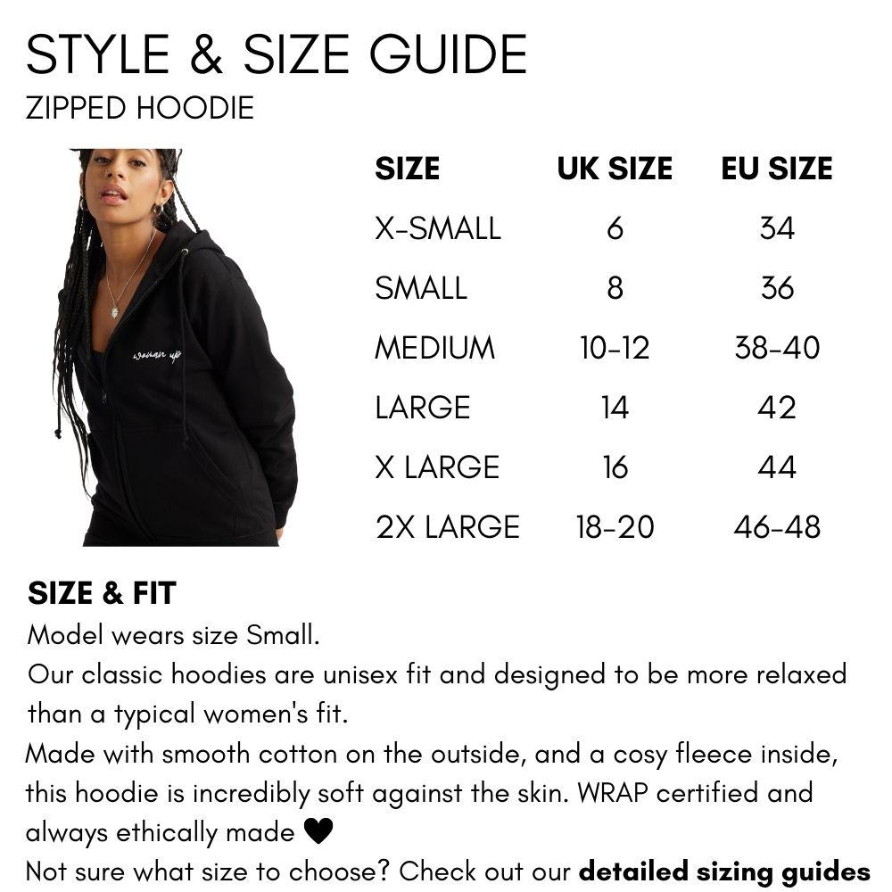 Woman Up Embroidered Detail Zipped Hoodie