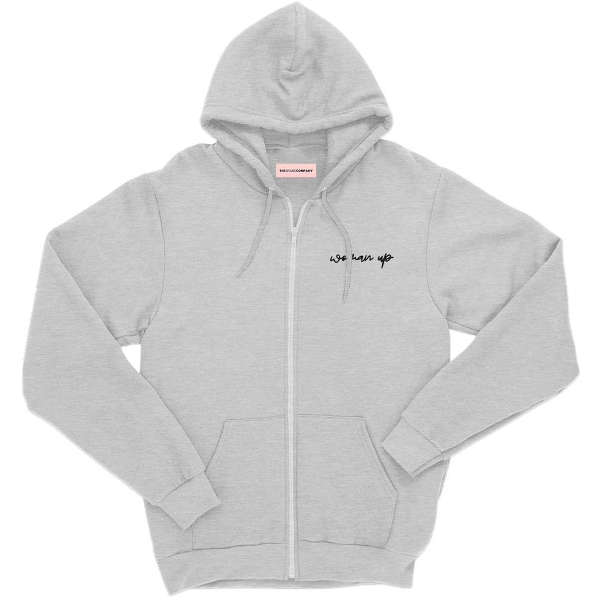 Woman Up Embroidered Detail Zipped Hoodie