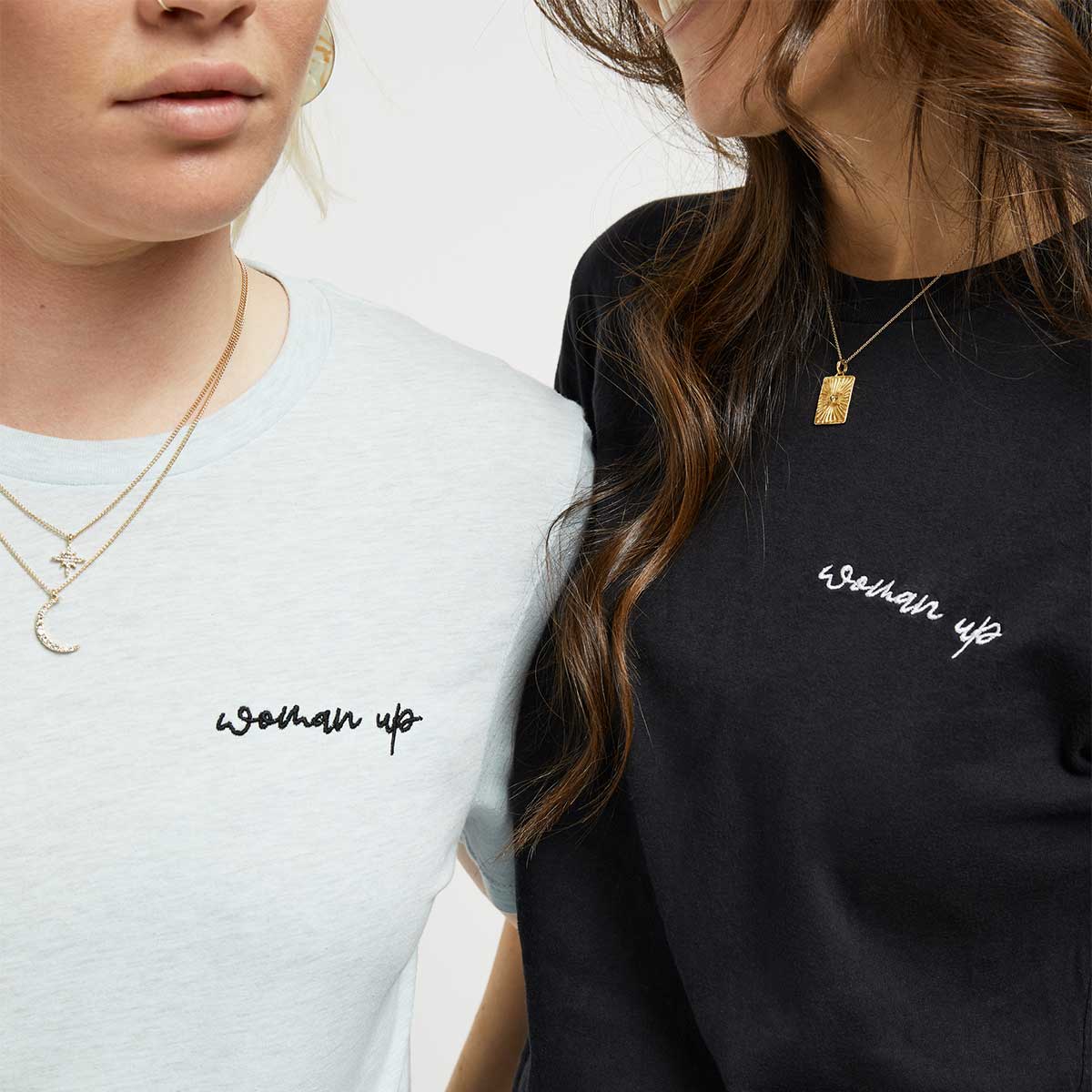 Woman Up Embroidery Detail T-Shirt