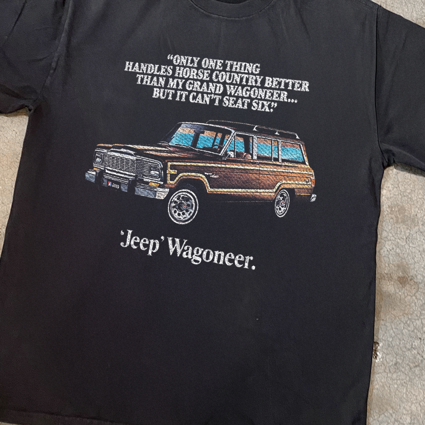 JEEP 'WAGONEER' HEAVY FADED BLACK T-SHIRT